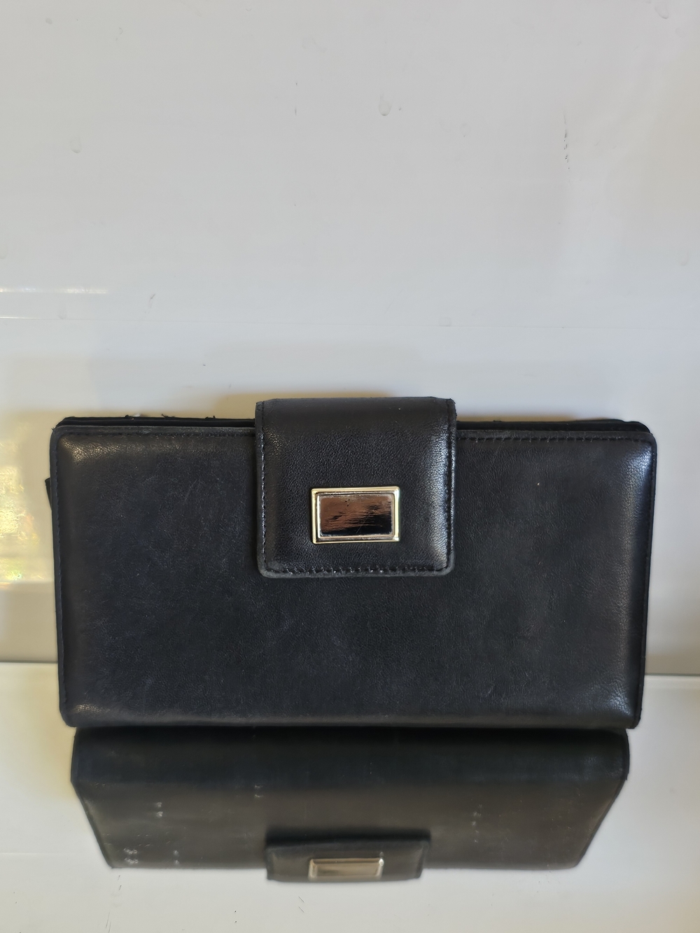 Donato Genuine Lamb Skin Black Leather Wallet with Gold Accent